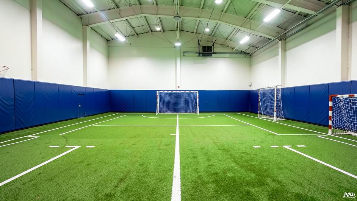 Indoor soccer training space at The Hub